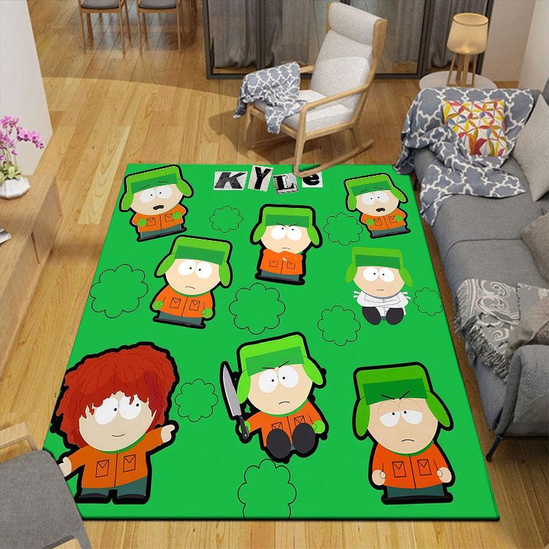 Kyle South Park Flannel Printed Carpet, Home Sofa Decoration for Living Room & Bedroom, Non‑Slip Play Flannel Floor Mat for Game Room