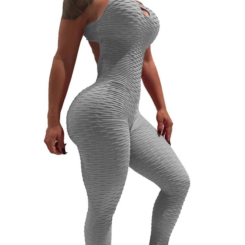 Tuta da palestra per yoga, fitness, senza maniche, con apertura sul retro, aderente, attillata, femminile, sexy