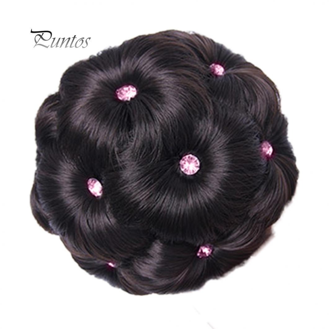 

Красивый секретный искусственный кристалл, синтетический пучок для наращивания волос, эластичный свадебный пончик, шиньон 2