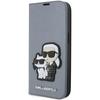 Karl Lagerfeld KLBKP14LSANKCPG iPhone 14Pro 6.1" étui livre argent/argent Saffiano Karl & Choupette