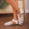 2025 Closed Toe Backless Flat Woven Sandals - Solid Color, Plus Size Available