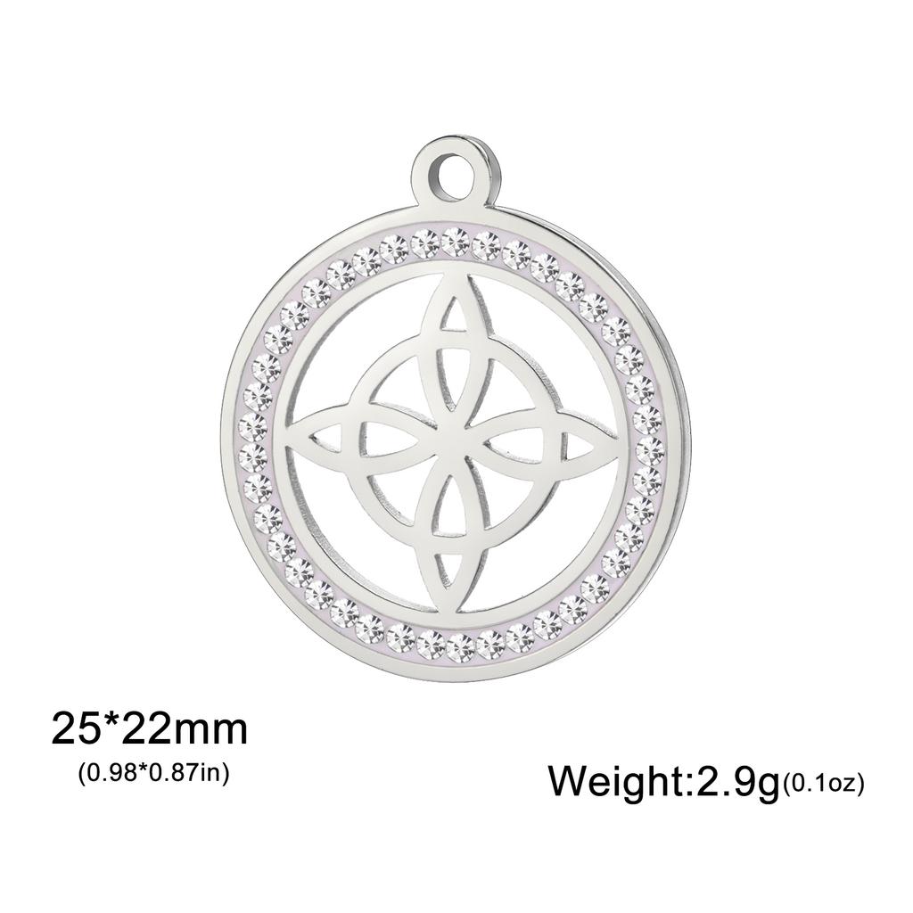 Teamer Irish Witch Knot Clear Zircon Round Pendant for Jewelry Making Necklace DIY Stainless Steel Celtics Knot Charm Wholesale