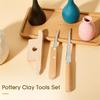 ABBP-Pottery Tools Set -3 Pieces Clay Trimming And Cutting Tools With Wood And Wire Bevel Cutter