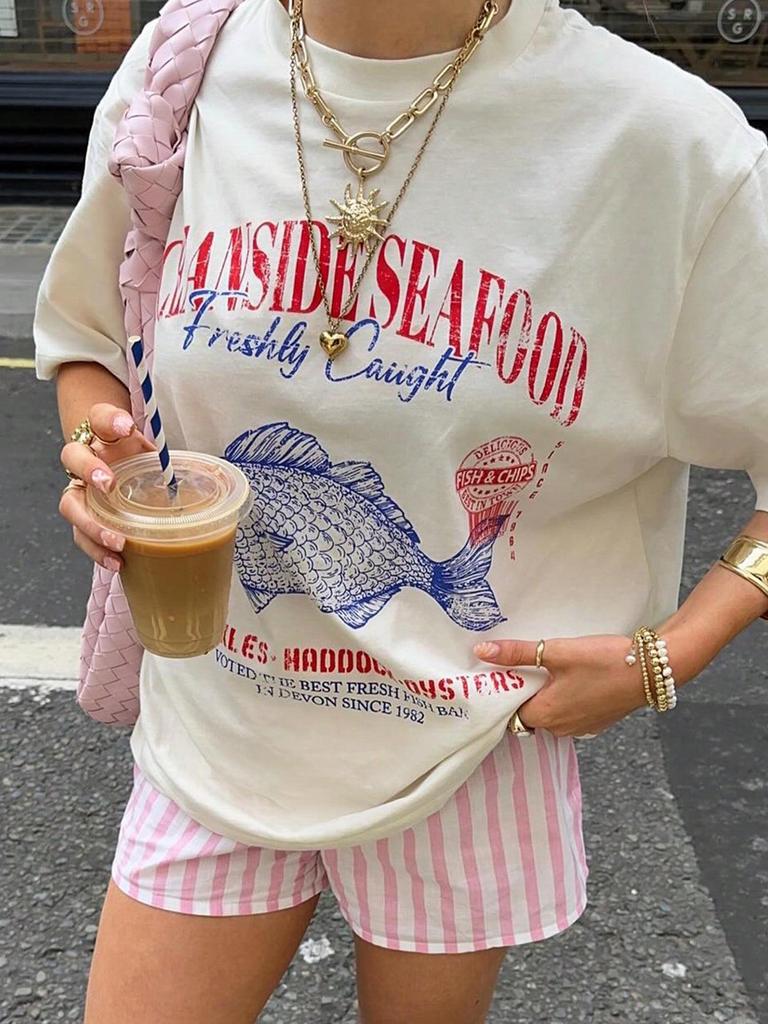 Summer Casual Seafood Print T-Shirt for Men