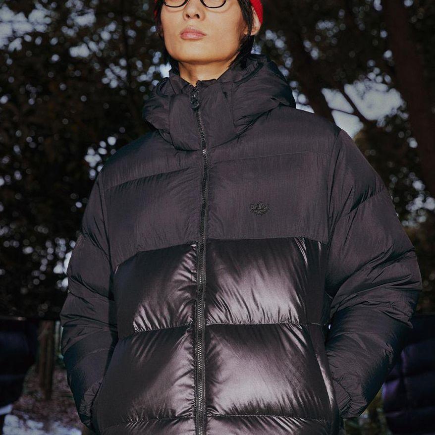 Adidas Originals Trefoil Down Regen Puff Warm Patchwork Sports Hooded Down Jacket Men Outerwear Black GE1324