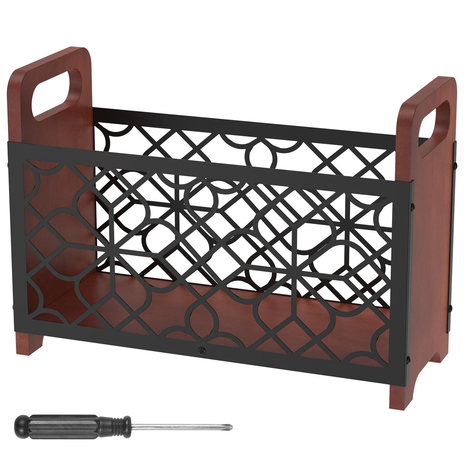 

Корзина для хранения журналов Деревянная подставка-органайзер для газет и файлов Настольный органайзер для папок с ручкой для журнального столика, книжной полки, письменного стола