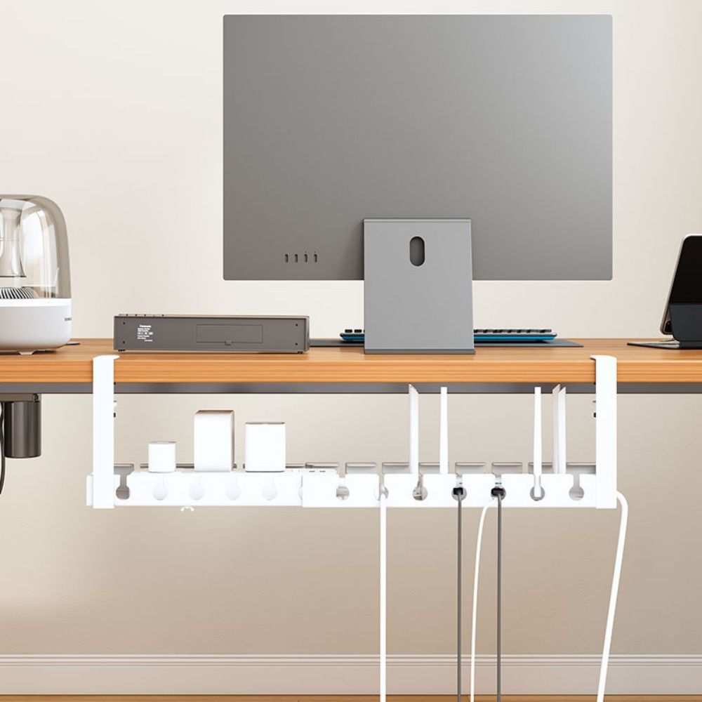 Space Saving Retractable Cable Storage Rack No Drilling Under Desk Cable Shelf  Computer Desk
