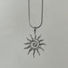 New Stainless Steel Sun Pendant Gold Color Elegant Metal Texture Pendant Waterproof Vintage Chic Stainless Steel Daily Wear