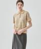 Deuloupisumeon Cotton Striped Short Sleeve Collared Knit [Ivory]