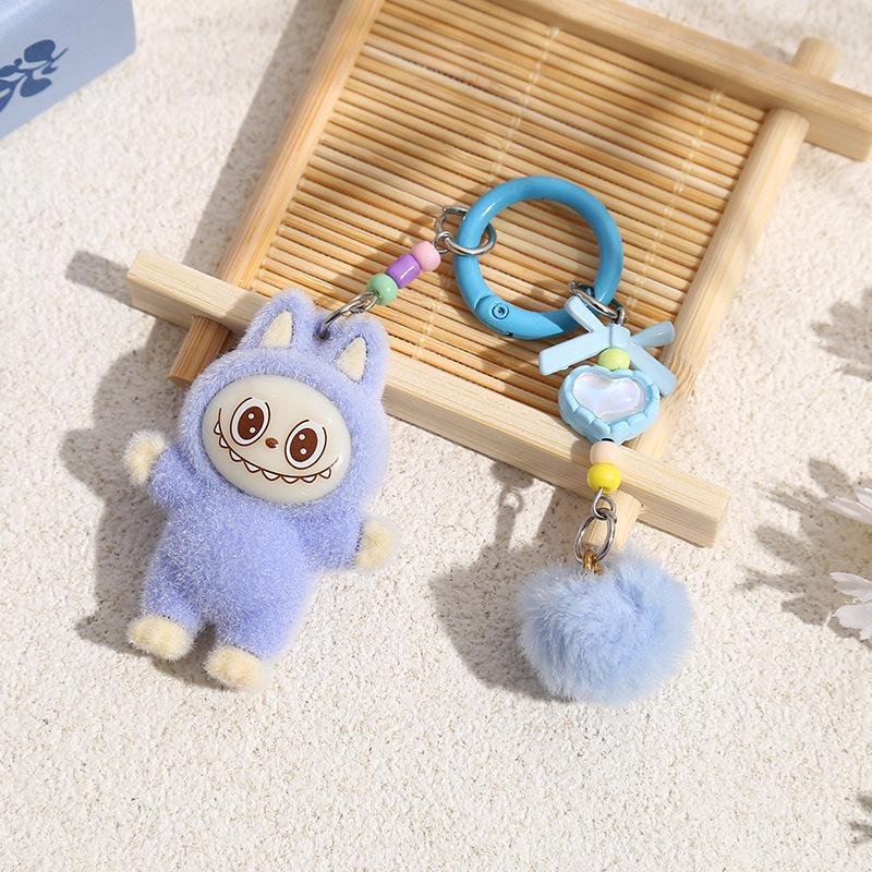 Flocking Rag Pendant Keychain Small Doll Plush Tide Play Student Couple Bag Pendant Mobile Phone Chain