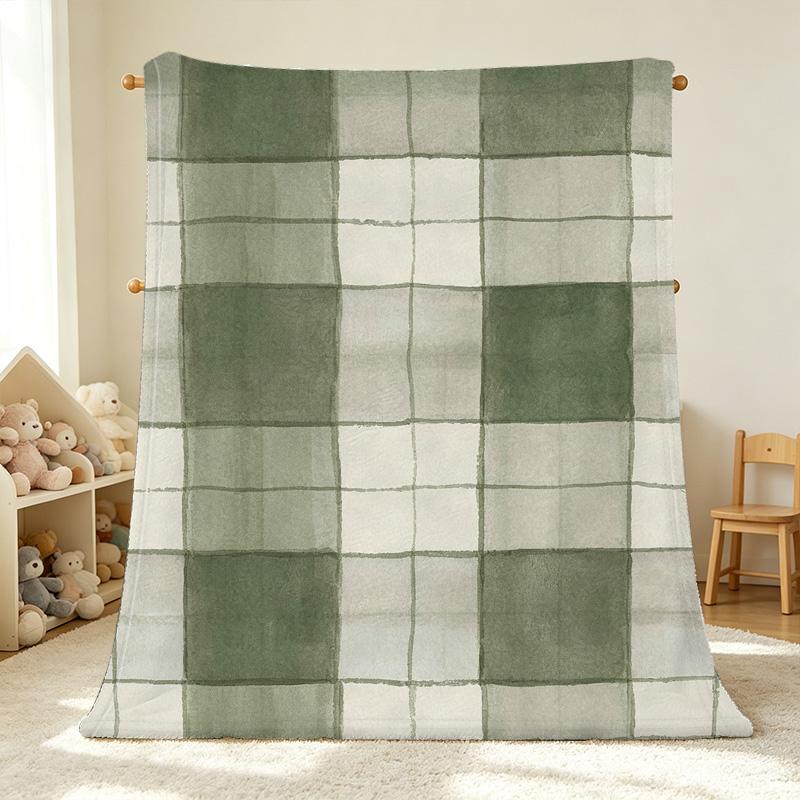 Skin-Friendly Soft Flannel Blanket, Minimalist Plaid Design, Cozy Warm Throw for Home, Couch Naps, Christmas & Halloween