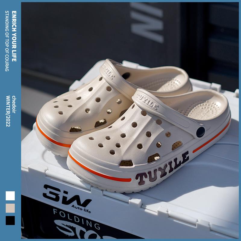 Stepping On Shit Hole Shoes Men Wear Non-slip Bag Head Sandals Beach Thick-soled New Soft-soled Summer EVA Slippers