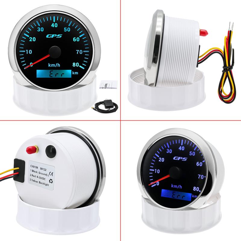 ZMFJH Auto Car 85MM GPS Speedometer Gauge with Antenna 7 Color LED Odometer Mileage 30-200KMH Speed Meter Marine Boat Waterproof