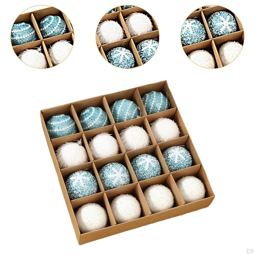 16Pcs Christmas Tree Hanging Decorations Charm Pendants Creative Ball Ornaments Xmas Decor