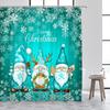Cartoon Santa Claus Shower Curtains White Snowflake Wreath Blue Christmas Bath Curtain Set Fabric Home Bathroom Decor With Hooks