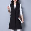 Korean Fashion Women's Sleeveless Blazer Vest - Autumn Casual Loose Long Waistcoat, Solid Color Office Lady Outwear