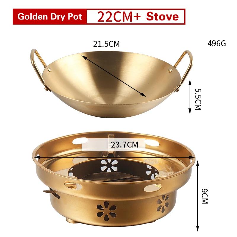 Stainless Steel Dry Pot Thickened Golden Ear Alcohol Furnace Household Non Stick Pan Small Hotpot Golden Dry Pot Pots and Pans