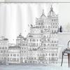 Building Shower Curtain Cityscape Urban Architecture Geometry Modern Art Bathroom Decor Bathtub Shower Curtain Liner With Hooks