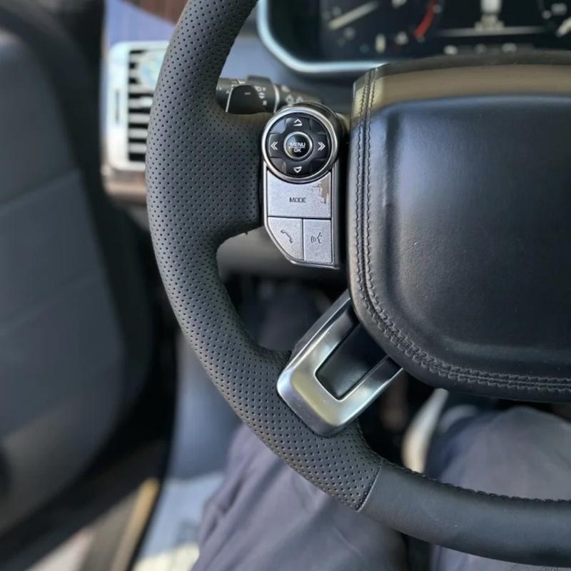 Lenkrad-Bespannung Handgenäht Schwarzes Leder Für Land Rover Range Rover Evoque Discovery 5 Autozubehör