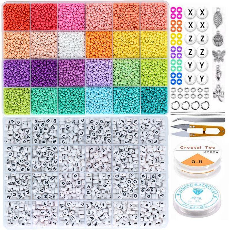 24-Compartment Glass Seed Beads Set: Solid Color DIY Jewelry Making Accessories