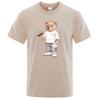 Gentleman Teddy Bear Playing Golf Men T Shirts Summer Cotton Sweat T-Shirts Breathable Loose Clothes Hip Hop Street Short Sleeve
