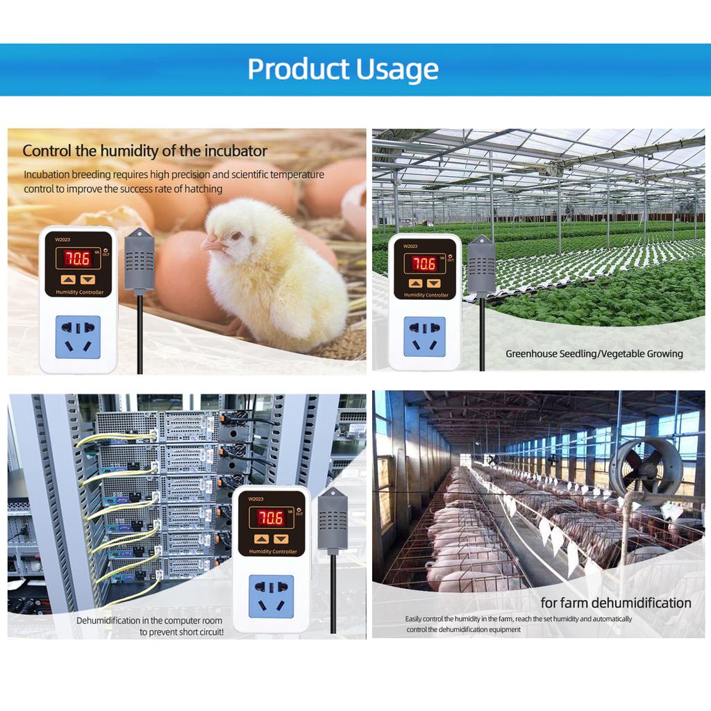 1500W 110-220V 10A Electronic Temperature Humidity Controller Socket Wall Mounted Smart Temperature Humidity Control Switch Fuel Injectors 6