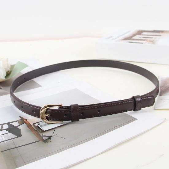 Women Belt Imitation Leather Adjustable Length Thin Belt Solid Color Dress Shirt Tops Waistband Fashion Accessories