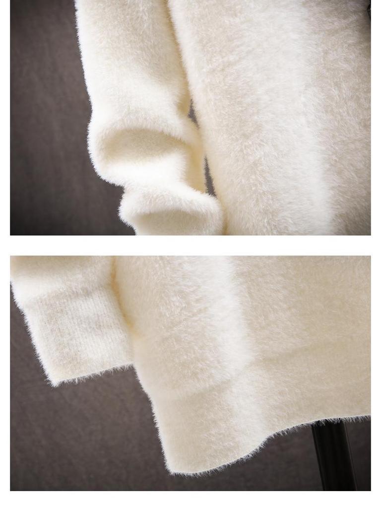 Unisex Mink Velvet High-Neck Sweater: Autumn/Winter Thick Fleece-Lined Knit for Men and Women.