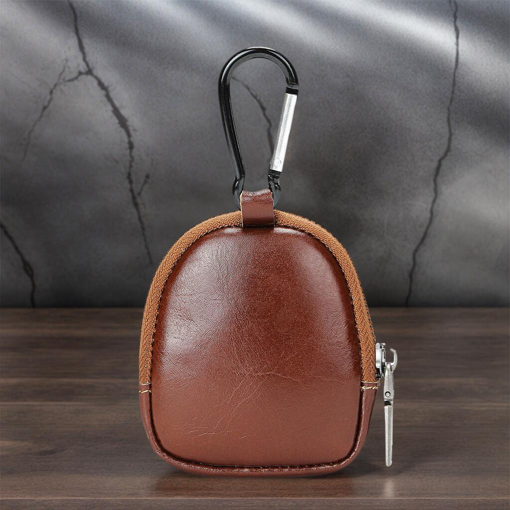 

Retro Coin Bag Real Leather Small Simplicity Keys Coins Holder Zipper Pouches Bluetooth Earphone Storage Bags коричневый