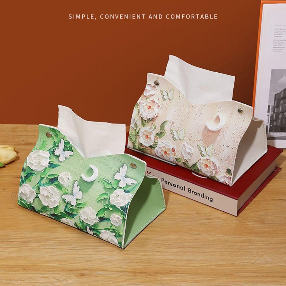 with Buttons Napkin Holder PU leather Paper Towel Box New Large Storage Box  Home