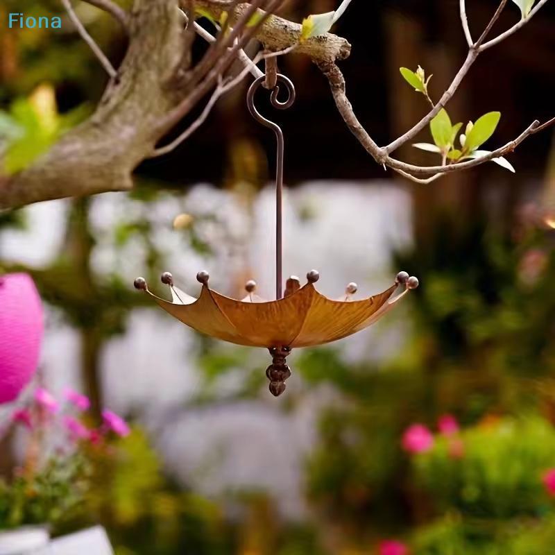 Umbrella Shaped Hanging Bird Bath & Feeder,Vintage Metal Outdoor Bird Water Bowl for Garden Patio Yard