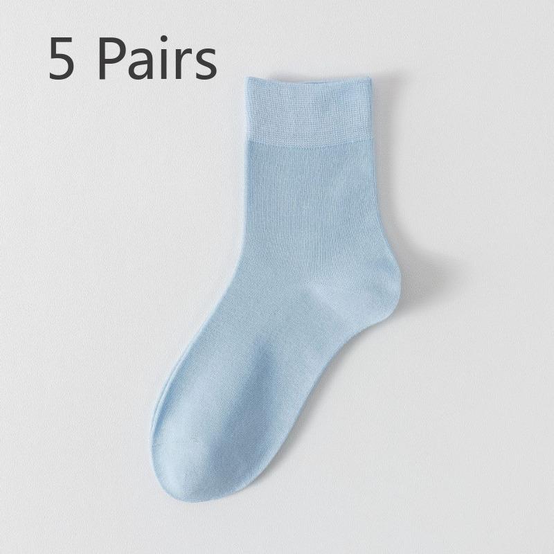 5 Pairs of Female Spring and Summer Mesh Breathable Sweat Absorbing Antibacterial Tube Socks