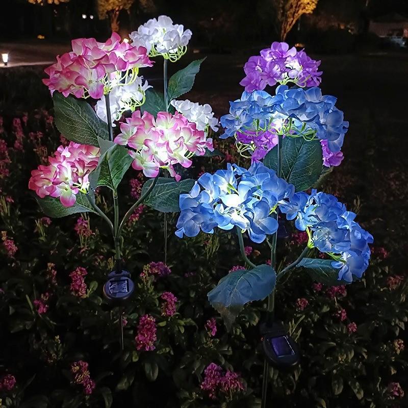 Hydrangea Solar-Powered Outdoor Flower Lamp: Cross-border Waterproof Decorative Light for Lawn and Courtyard.