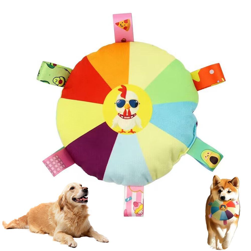 Funny Rainbow Plush Flying Saucer Dog Toys Outdoor Interactive Training Games Chew Toy Pets Flying Discs Toys Dog Accessories