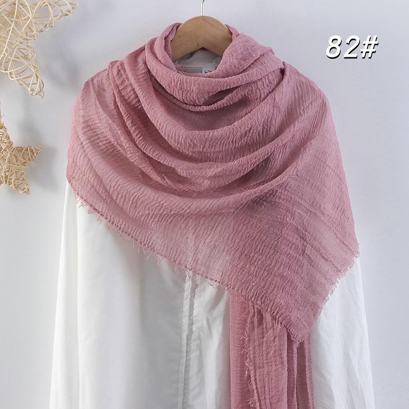 Sciarpa da donna in cotone lino seta - Per tutte le stagioni, colore unito, versatile foulard per testa e parasole