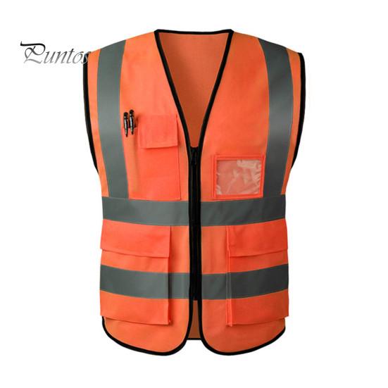 Arbeidsvest Herre Dame Refleksvest V-hals Ermeløs Glidelåslomme Pustende Nattsikkerhetsvest