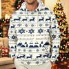 Men's Long Sleeve Christmas Print Pullover Hoodie for Holiday Party and Everyday Wear