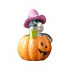 Halloween Cat on Pumpkin Figurine Cute Pumpkin Cat Statue Indoor Resin Sculpture for Shelf Tabletop Bedroom Entryway Decor