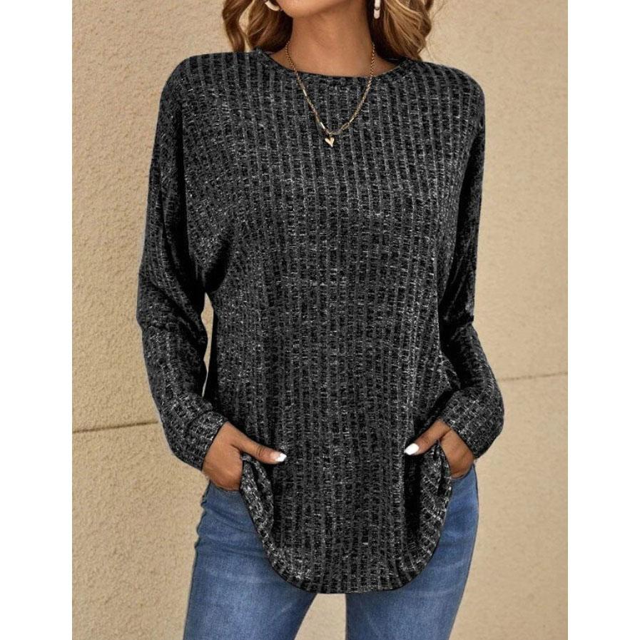 Women's Autumn Round Neck Solid Color Long Sleeve Top