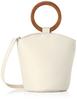 Legato Largo Lusso LG-F3001 Mini 2-Way Shoulder Bag with Wooden Handle and Faux Leather, Ivory