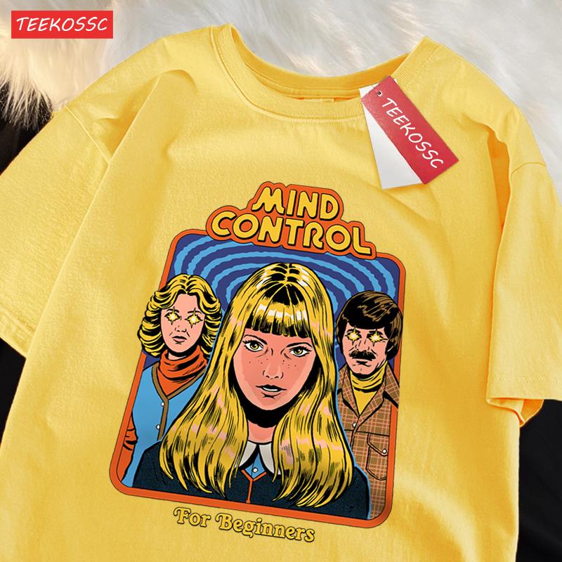 Mind Control For Beginners Printing T-Shirt Oversized Cotton T-Shirt Fashion Loose Tops Casual Sweat Tee Clothes Cotton Couple