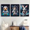 Cartoon Cute In The Universe Wearing Space Suit Animals Panda Koala Lion Cat Poster Canvas Painting Wall Art Pictures Home Decor
