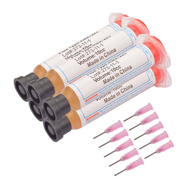 1set 10cc Solder Soldering Paste Flux Grease RMA-223 with 10pcs Needle for Computer Chips Phone LED BGA SMD PGA PCB Repair Tools