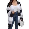 Women S Plus Size Striped V Neck Long Sleeve Knit Cardigan Coat