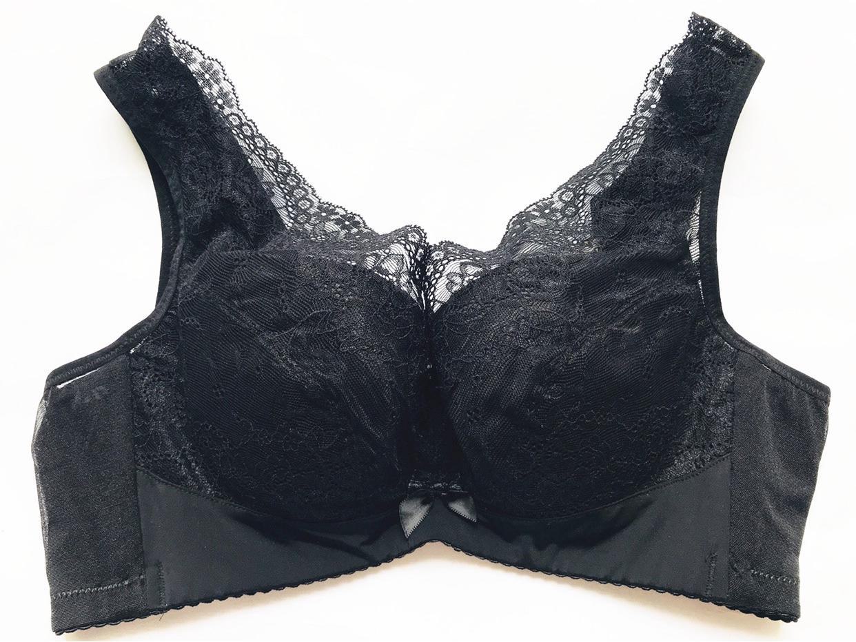 

Фирменный кружевной жилет с бюстгальтером со стальными кольцами - большой размер, регулируемый, со сборками по бокам для женщин, модель 2419 75C чёрный