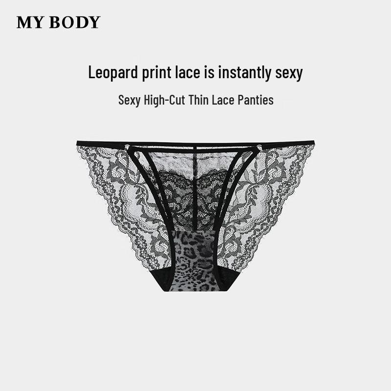 

mybody Women s Sexy Leopard Print Lace Low-Waist Briefs S