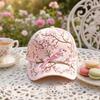 Baseballpet voor Dames, Baseballpet met Geborduurde Bloemen- en Vogelpatroon, Verstelbare Pasvorm Tuinzonnehoed voor Lente Zomer Buiten