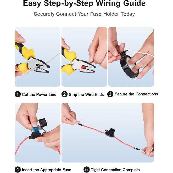 Inline Fuse Holder 12V/24V Waterproof, 4 Pack Heavy Duty 12AWG Automotive Blade Fuse Block For Car Truck Marine Boat RV, Complete Kit With 40Pcs