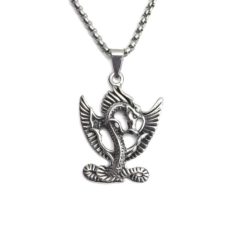 2024 Retro Skull Titanium Steel Pendant Necklace for Men - European American Style Half Face Stainless Steel Jewelry