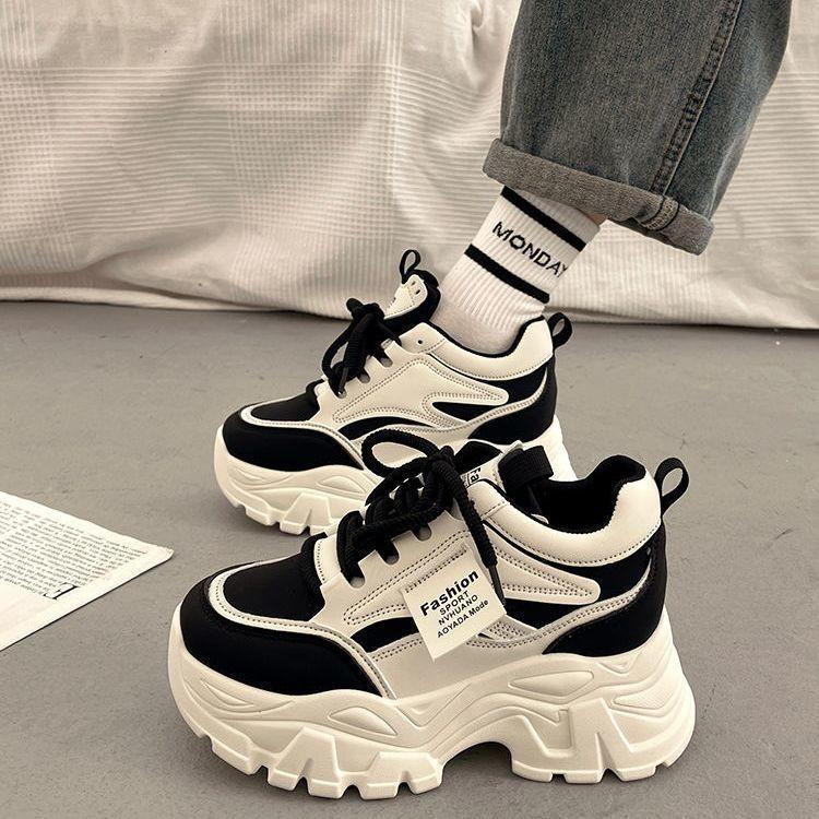 

Thick-soled dad small man versatile fashion board shoes autumn new shoes little white shoes trendy single shoes 35 чёрный